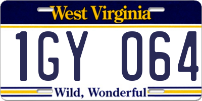 WV license plate 1GY064