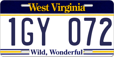 WV license plate 1GY072