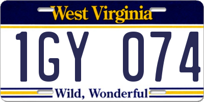 WV license plate 1GY074