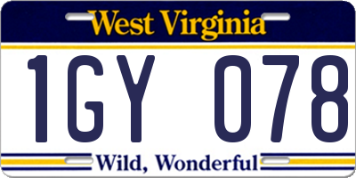 WV license plate 1GY078