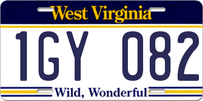 WV license plate 1GY082