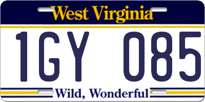 WV license plate 1GY085