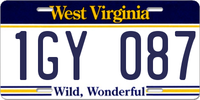 WV license plate 1GY087