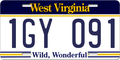 WV license plate 1GY091