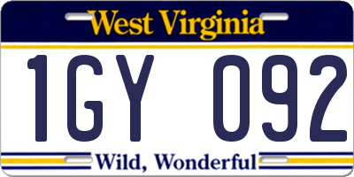 WV license plate 1GY092