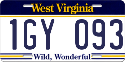 WV license plate 1GY093