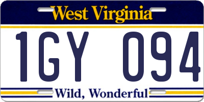 WV license plate 1GY094