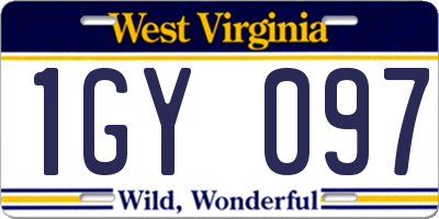 WV license plate 1GY097