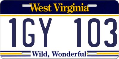 WV license plate 1GY103