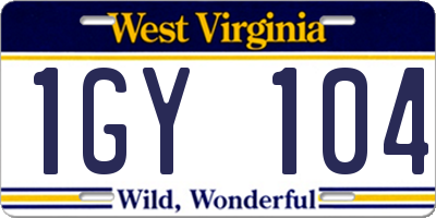 WV license plate 1GY104
