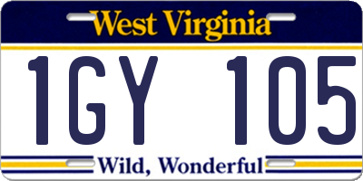 WV license plate 1GY105