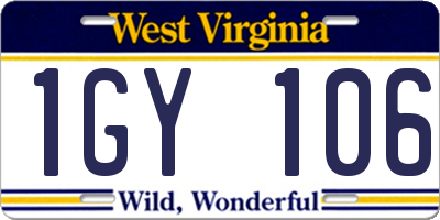 WV license plate 1GY106