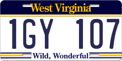 WV license plate 1GY107