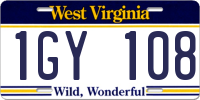WV license plate 1GY108