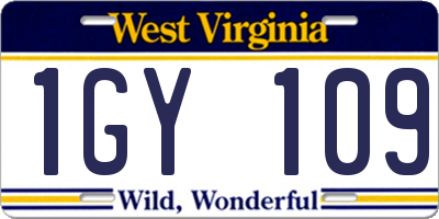 WV license plate 1GY109