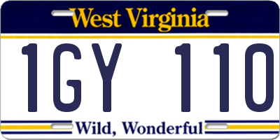 WV license plate 1GY110