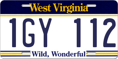 WV license plate 1GY112