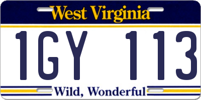 WV license plate 1GY113