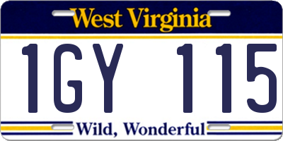 WV license plate 1GY115
