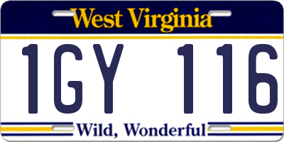WV license plate 1GY116