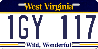 WV license plate 1GY117