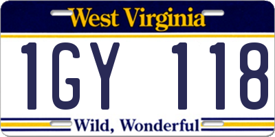 WV license plate 1GY118