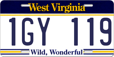 WV license plate 1GY119