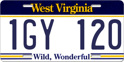 WV license plate 1GY120