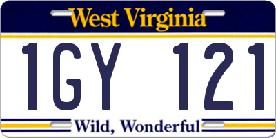 WV license plate 1GY121