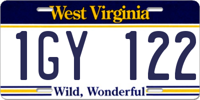 WV license plate 1GY122