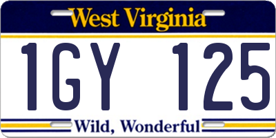WV license plate 1GY125