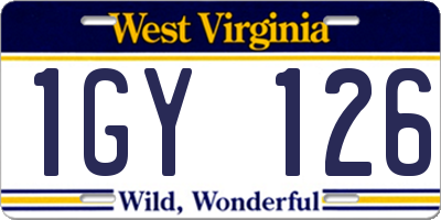 WV license plate 1GY126