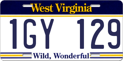WV license plate 1GY129
