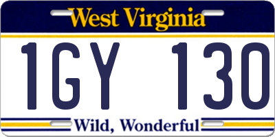 WV license plate 1GY130