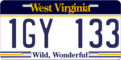 WV license plate 1GY133