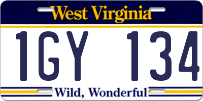 WV license plate 1GY134