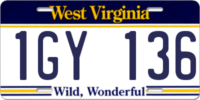WV license plate 1GY136