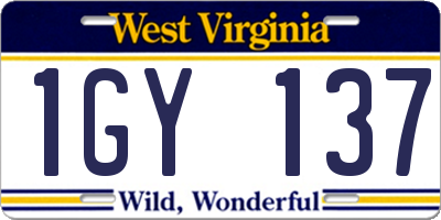 WV license plate 1GY137