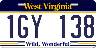 WV license plate 1GY138