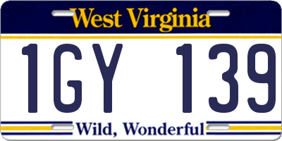 WV license plate 1GY139