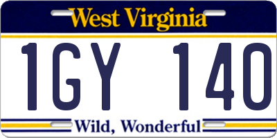 WV license plate 1GY140
