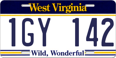WV license plate 1GY142
