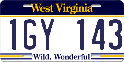 WV license plate 1GY143