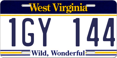 WV license plate 1GY144