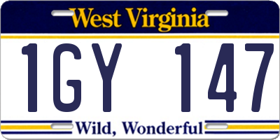 WV license plate 1GY147