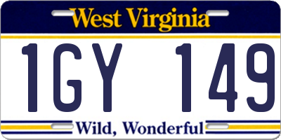WV license plate 1GY149