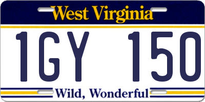 WV license plate 1GY150