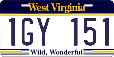 WV license plate 1GY151