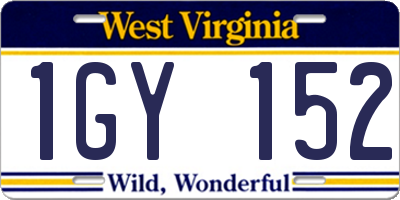 WV license plate 1GY152