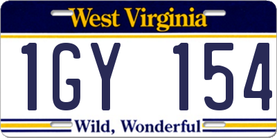 WV license plate 1GY154